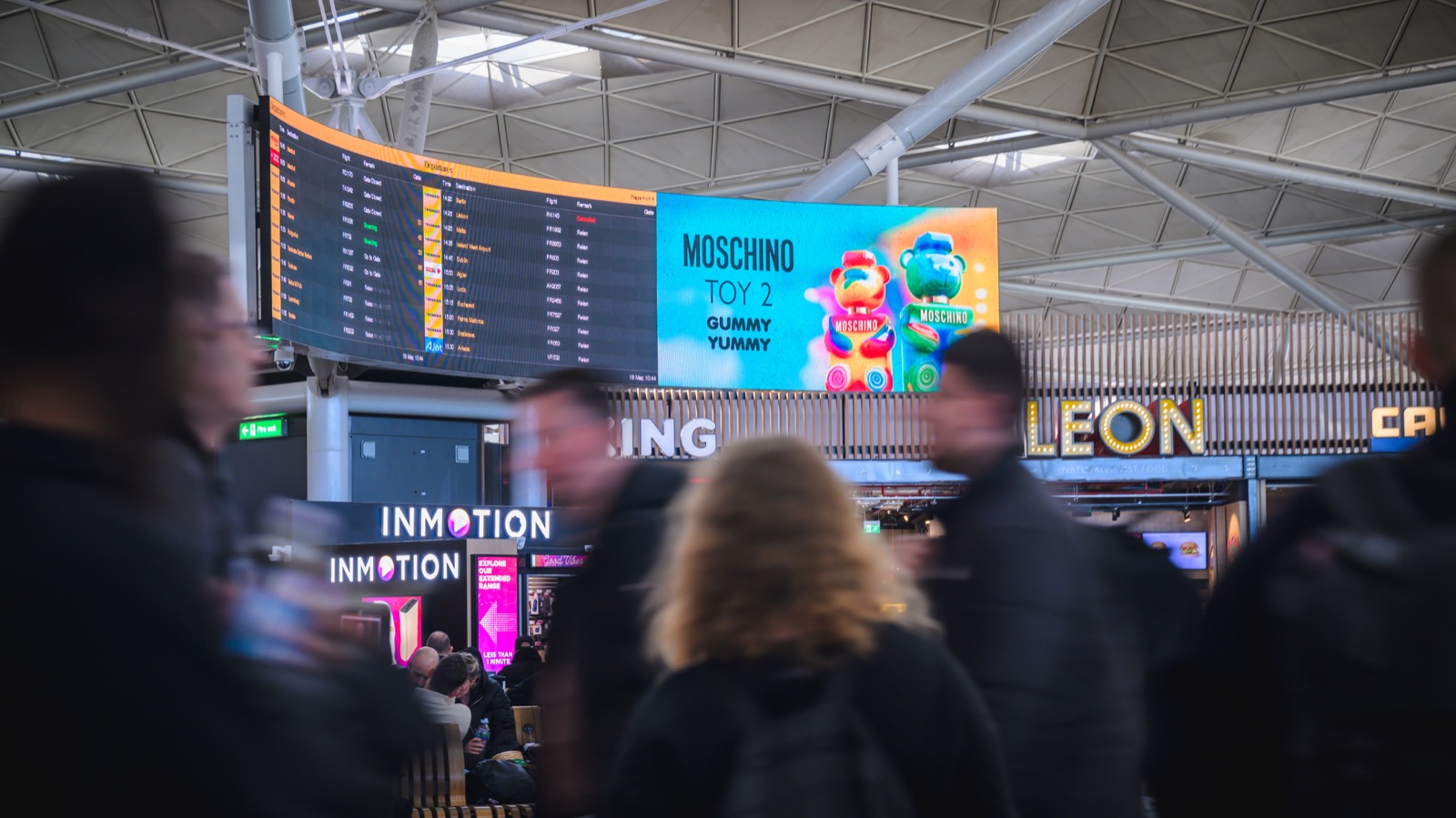 Advertising panel at an airport boarding gate